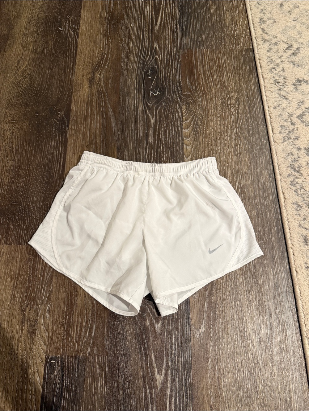Nike kids White Athletic Running Shorts with Mesh Panels